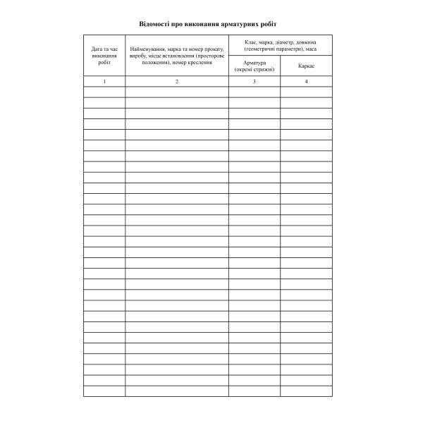 Журнал виконання арматурних робіт